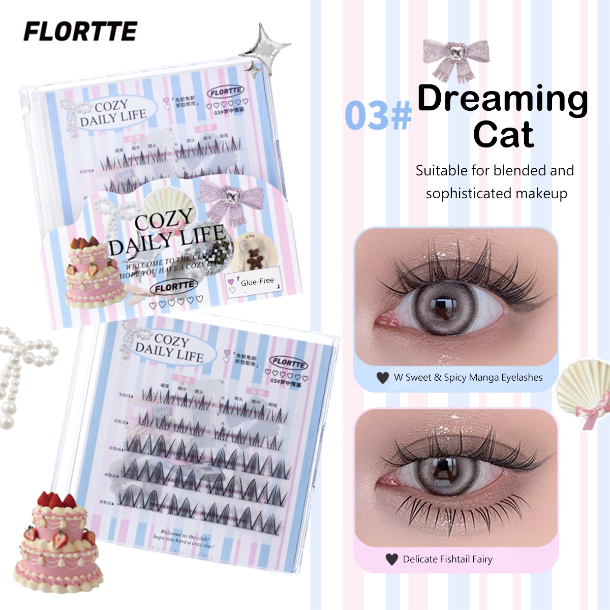 Segmented Self-Adhesive Glue-Free False Eyelash