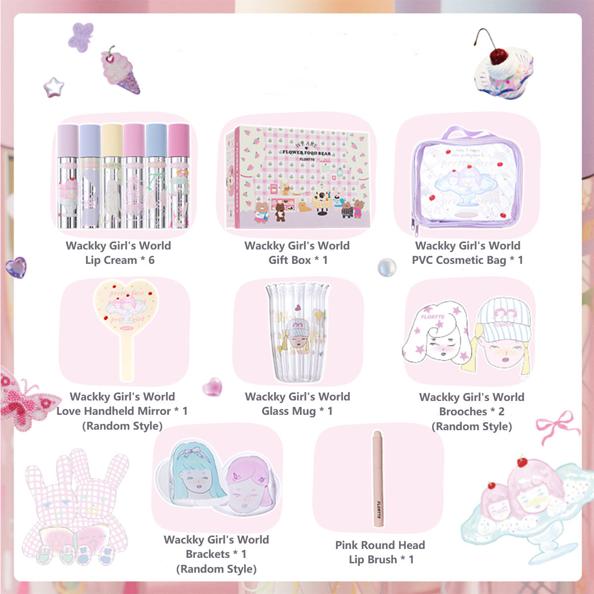 Collection of Wackky Girl's World Lip Cream Gift Set in a gallery layout