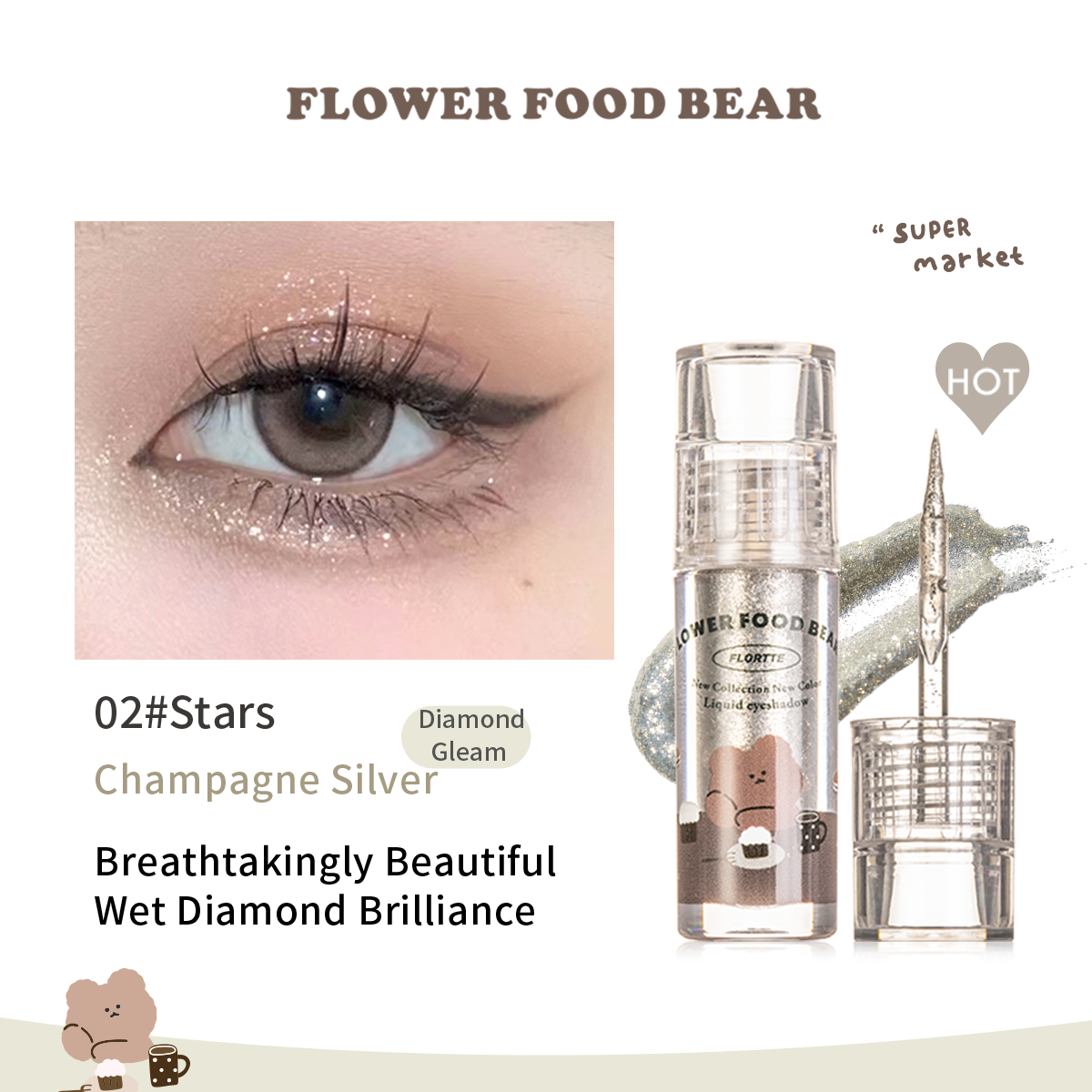 Collection of Flower Food Bear Liquid Eyeshadow in a gallery layout