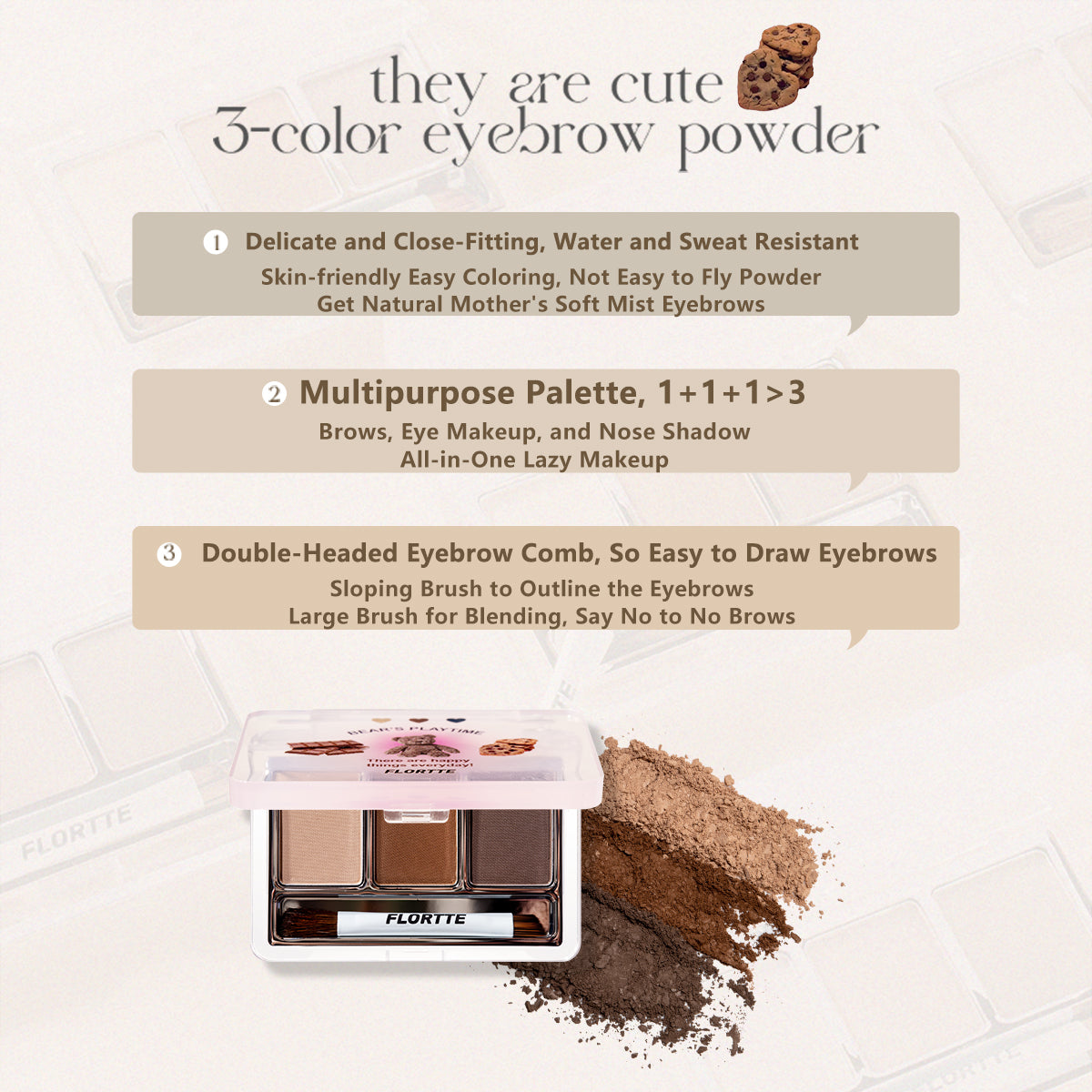 Collection of They Are Cute Three-Color Eyebrow Powder in a gallery layout