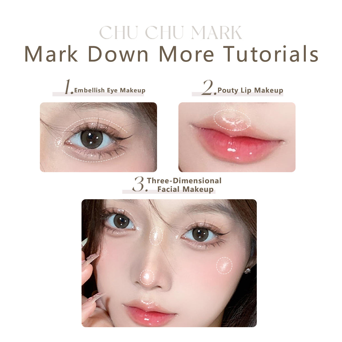 Collection of Chu Chu Mark Eye Bags Silkworm Pen in a gallery layout