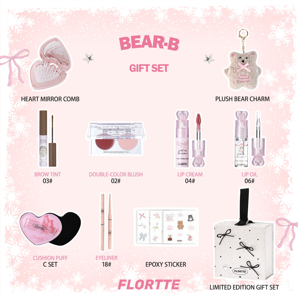 Collection of Flortte Xmas & NYE Makeup Gift Set in a gallery layout