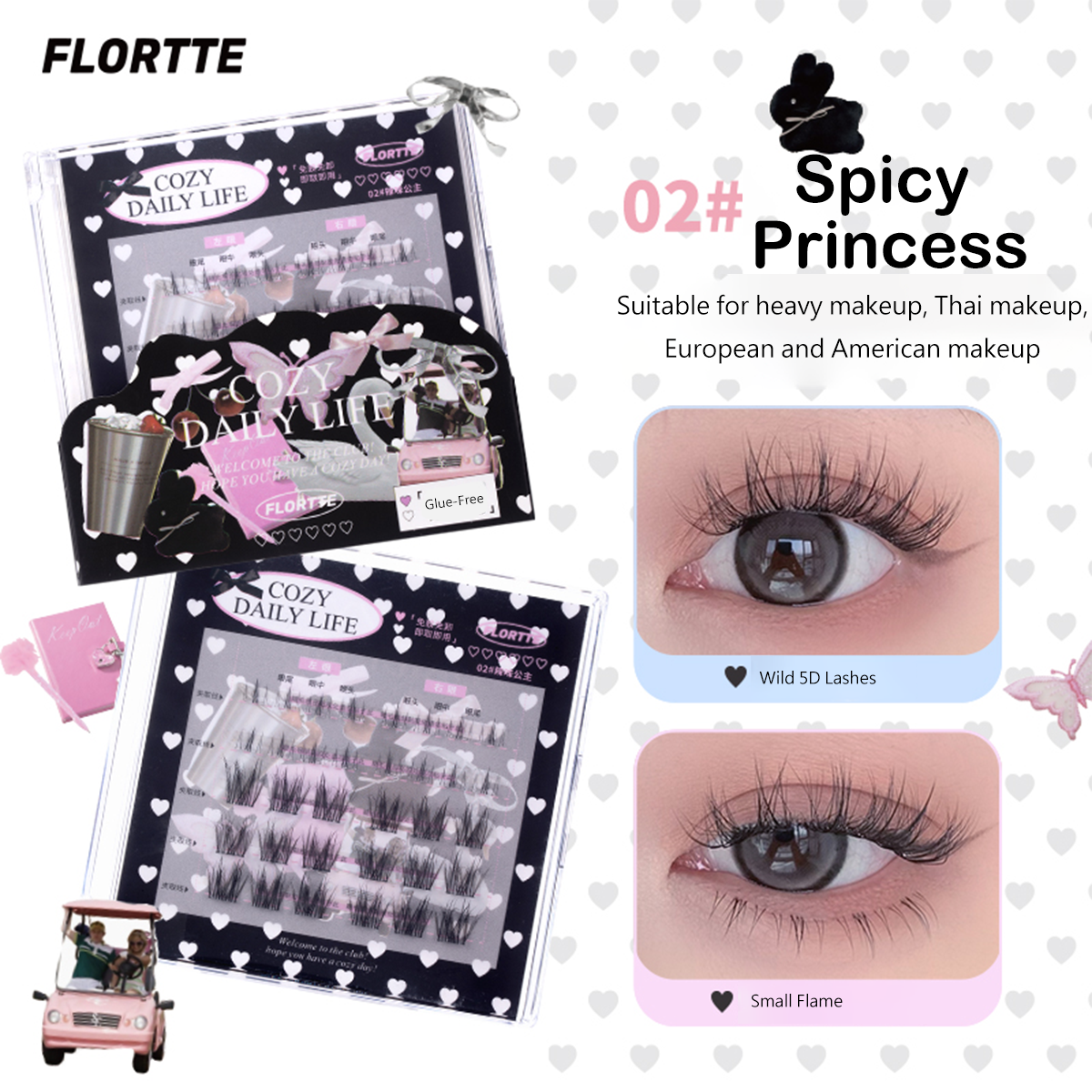 Segmentierte, selbstklebende, kleberfreie künstliche Wimpern – FLORTTE