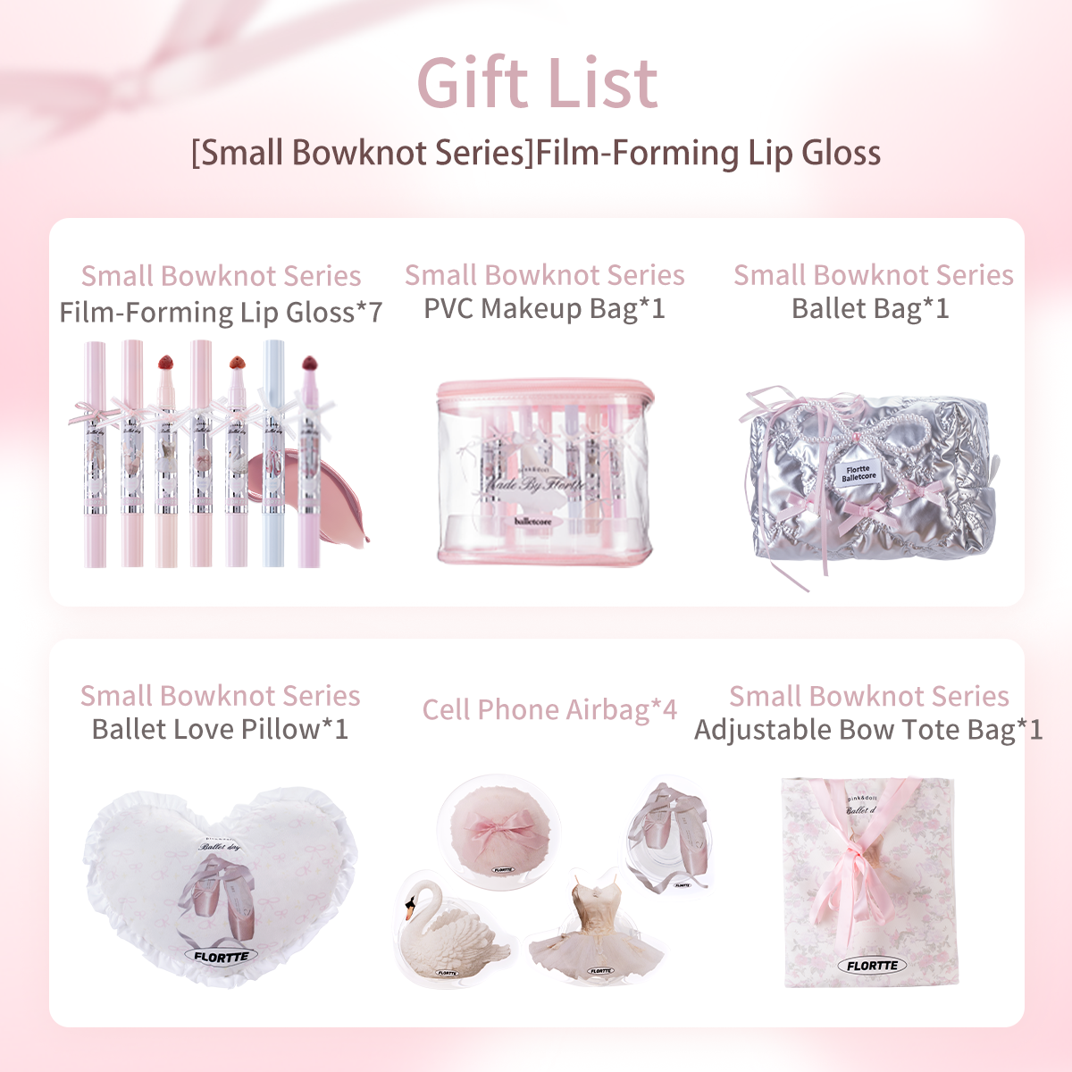 Collection of Small Bowknot Series Film-Forming Lip Gloss Gift Set in a gallery layout